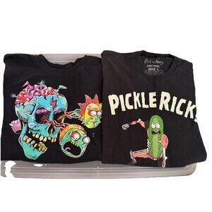 Lot Of 2 Rick & Morty Graphic T-Shirts Trippy Pickle Rick SZ L